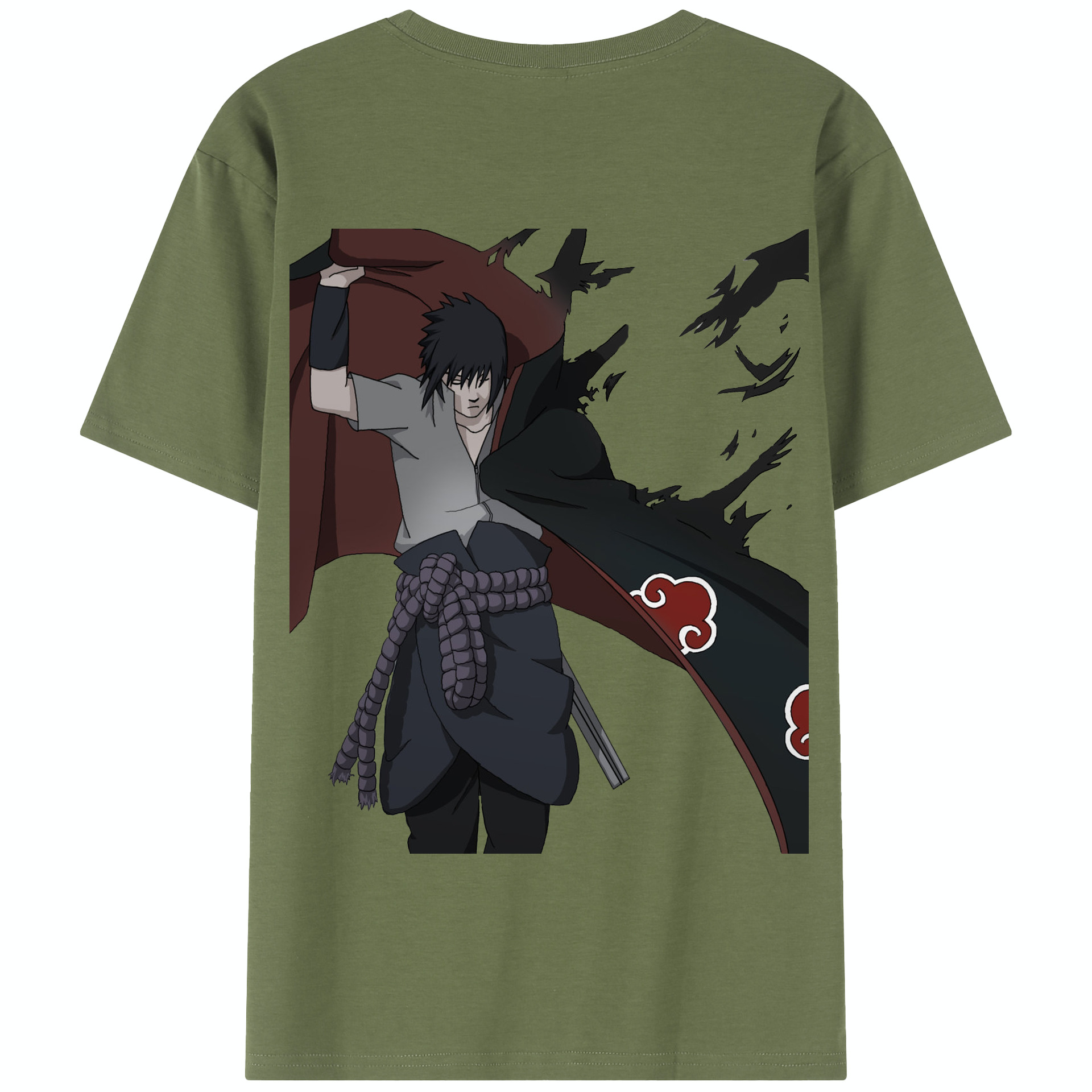 （画像用） NARUTO -ナルト- うちは サスケ Uchiha Sasuke 綿100％半袖Tシャツ（背面プリント）